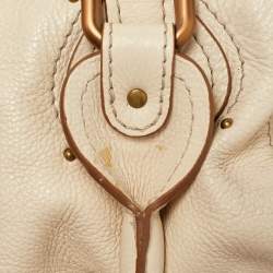 Pre Owned Chloe Cream Leather Medium Paddington Satchel