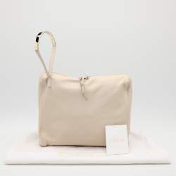 Pre Owned Chloe Beige Leather Bracelet Cosmetic Pouch