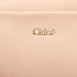 Pre Owned Chloe Beige Leather Bracelet Cosmetic Pouch