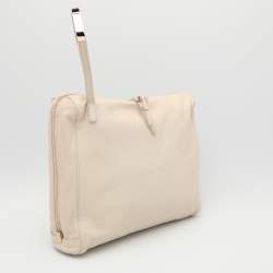 Pre Owned Chloe Beige Leather Bracelet Cosmetic Pouch