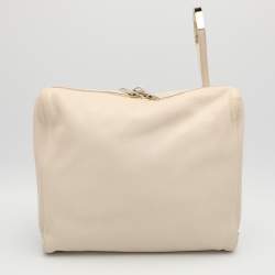 Pre Owned Chloe Beige Leather Bracelet Cosmetic Pouch