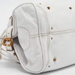 Pre Owned Chloe White Leather Medium Paddington Satchel