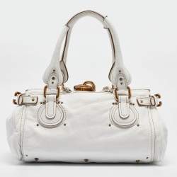Pre Owned Chloe White Leather Medium Paddington Satchel