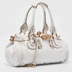 Pre Owned Chloe White Leather Medium Paddington Satchel