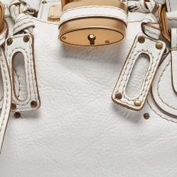 Pre Owned Chloe White Leather Medium Paddington Satchel