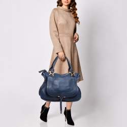 Chloe Blue Leather Large Marcie Satchel