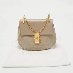 Pre Owned Chloe Grey Leather and Suede Medium Drew Shoulder Bag
