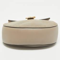 Pre Owned Chloe Grey Leather and Suede Medium Drew Shoulder Bag