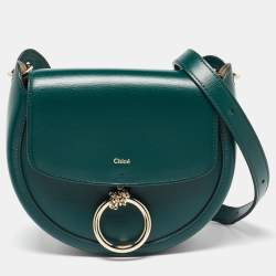 Pre Owned Chloe Green Leather Arlène Small Flap Crossbody Bag