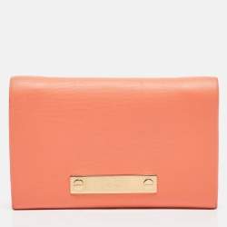 Chloe Orange Leather Fold Over Flap Wallet