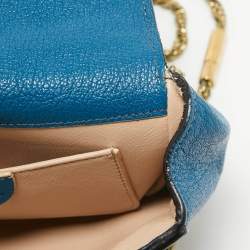 Pre Owned Chloe Blue Leather Mini Elsie Crossbody Bag
