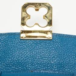 Pre Owned Chloe Blue Leather Mini Elsie Crossbody Bag