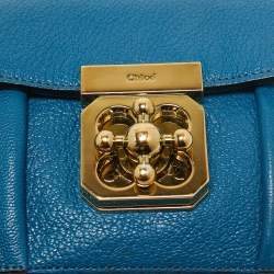 Pre Owned Chloe Blue Leather Mini Elsie Crossbody Bag