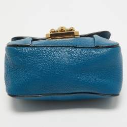 Pre Owned Chloe Blue Leather Mini Elsie Crossbody Bag