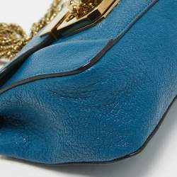 Pre Owned Chloe Blue Leather Mini Elsie Crossbody Bag