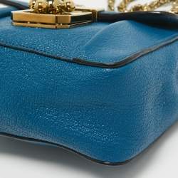 Pre Owned Chloe Blue Leather Mini Elsie Crossbody Bag