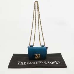 Pre Owned Chloe Blue Leather Mini Elsie Crossbody Bag