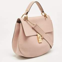 Pre Owned Chloe Pink Leather Large Drew Shoulder Bag