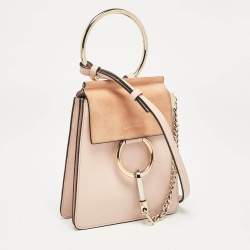 Chloe Peach Leather and Suede Mini Faye Crossbody Bag