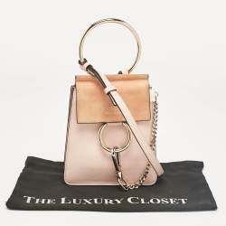 Chloe Peach Leather and Suede Mini Faye Crossbody Bag