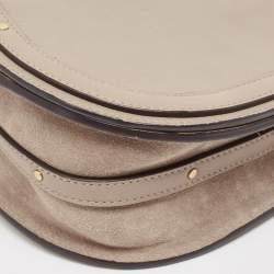 Chloe Beige Leather and Suede Medium Nile Bracelet Top Handle Bag