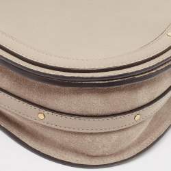Chloe Beige Leather and Suede Medium Nile Bracelet Top Handle Bag