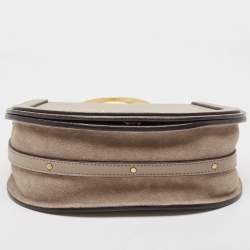 Chloe Beige Leather and Suede Medium Nile Bracelet Top Handle Bag