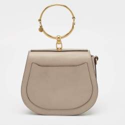 Chloe Beige Leather and Suede Medium Nile Bracelet Top Handle Bag