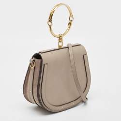 Chloe Beige Leather and Suede Medium Nile Bracelet Top Handle Bag