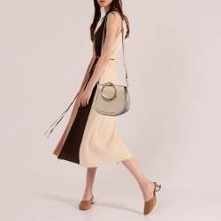 Chloe Beige Leather and Suede Medium Nile Bracelet Top Handle Bag