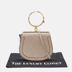 Chloe Beige Leather and Suede Medium Nile Bracelet Top Handle Bag
