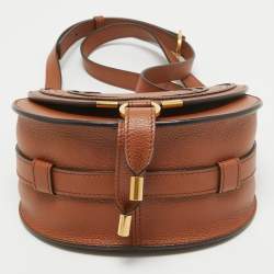 مملوكة مسبقًا Chloe Brown Leather Small Marcie Saddle Crossbody Bag