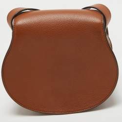 مملوكة مسبقًا Chloe Brown Leather Small Marcie Saddle Crossbody Bag