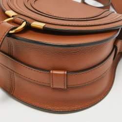 مملوكة مسبقًا Chloe Brown Leather Small Marcie Saddle Crossbody Bag