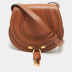 مملوكة مسبقًا Chloe Brown Leather Small Marcie Saddle Crossbody Bag