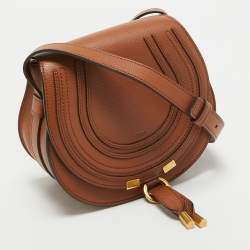 مملوكة مسبقًا Chloe Brown Leather Small Marcie Saddle Crossbody Bag