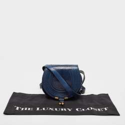 Chloe Navy Blue Suede and Snakeskin Mini Marcie Crossbody Bag