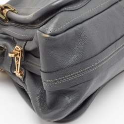 Chloe Dark Grey Leather Medium Paraty Shoulder Bag