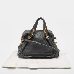 Chloe Dark Grey Leather Medium Paraty Shoulder Bag