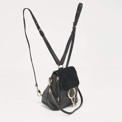 Chloe Black Leather and Suede Mini Faye Daye Backpack