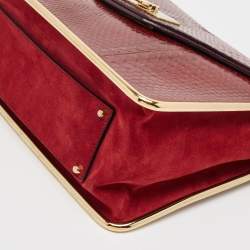 Pre Owned Chloe Red Python Medium Sally Shoulder Bag