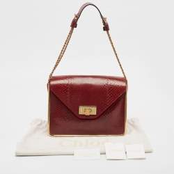 Pre Owned Chloe Red Python Medium Sally Shoulder Bag