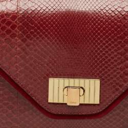 Pre Owned Chloe Red Python Medium Sally Shoulder Bag