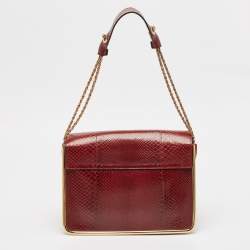Pre Owned Chloe Red Python Medium Sally Shoulder Bag