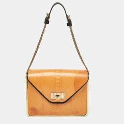 Chloe Orange Python and Leather Medium Sally Shoulder Bag