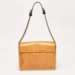 Chloe Orange Python and Leather Medium Sally Shoulder Bag