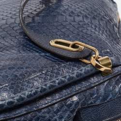 Chloe Dark Blue Python and Leather Large Paraty Shoulder Bag