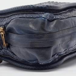 Chloe Dark Blue Python and Leather Large Paraty Shoulder Bag