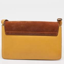 Pre Owned Chloe Mustard/Brown Leather and Suede Small Faye Shoulder Bag