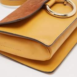 Pre Owned Chloe Mustard/Brown Leather and Suede Small Faye Shoulder Bag